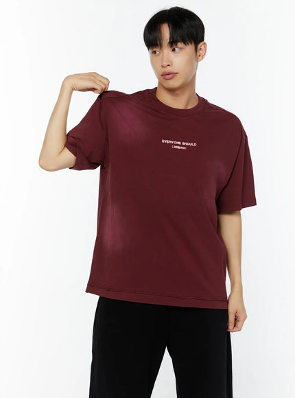 mens-graphic-print-oversized-tee-iu518 / Dark red