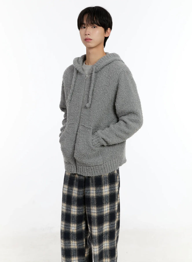 mens-boucle-knit-zip-up-hoodie-id502 / Gray