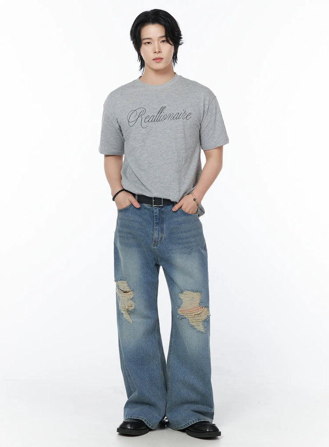 mens-lettering-t-shirt-iy525 / Gray