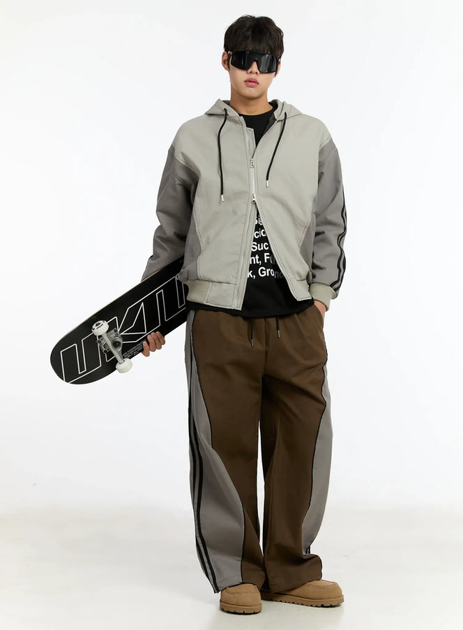 mens-two-way-hoodie-jacket-im503 / Gray