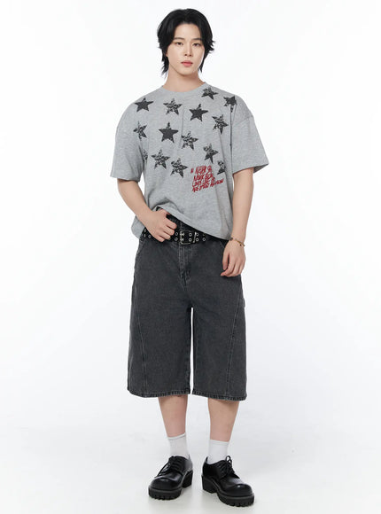 mens-star-print-graphic-t-shirt-iy525 / Gray