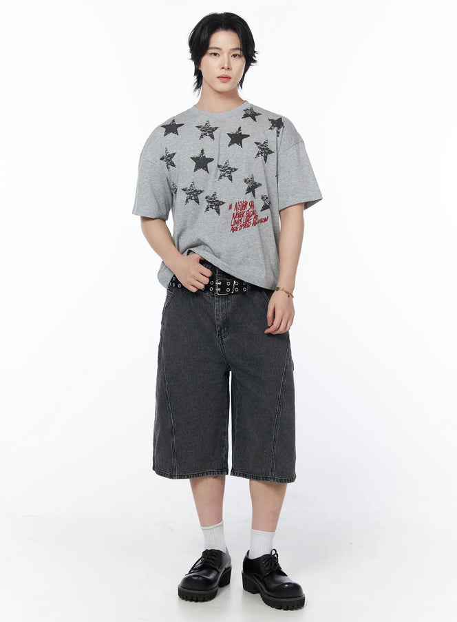 mens-star-print-graphic-t-shirt-iy525 / Gray