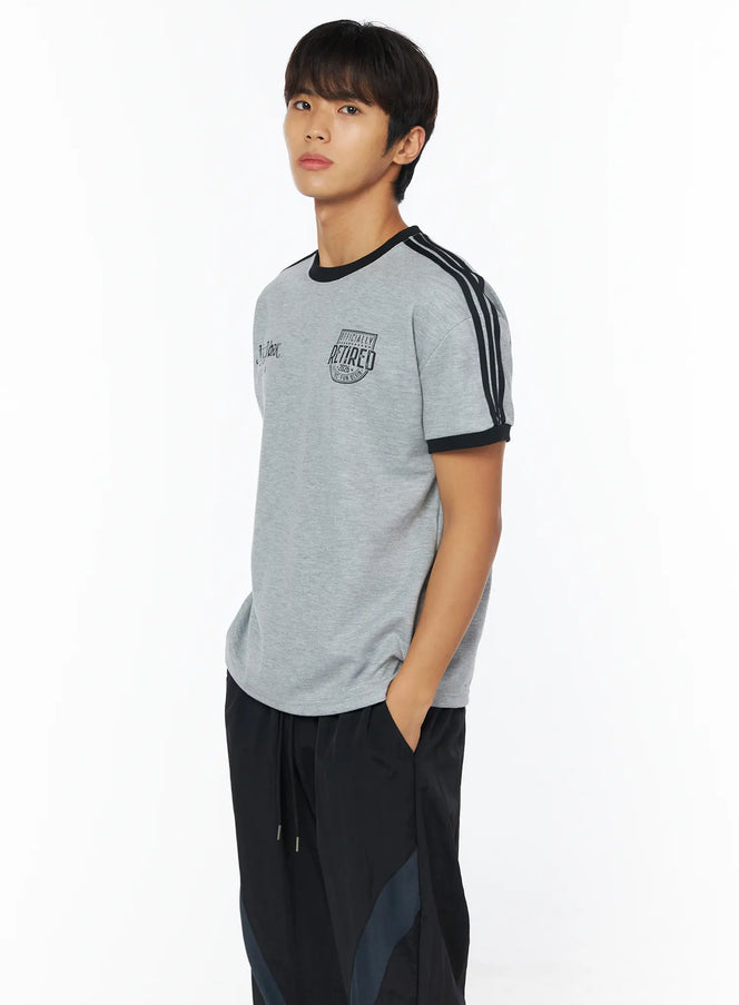 mens-ringer-graphic-t-shirt-iy529 / Gray