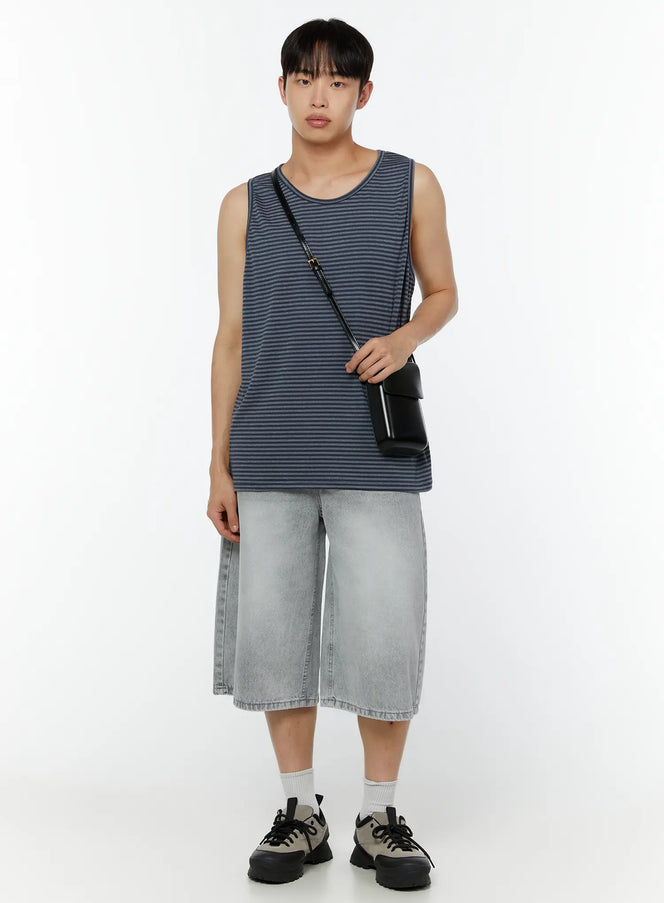 mens-striped-tank-top-iu516 / Gray