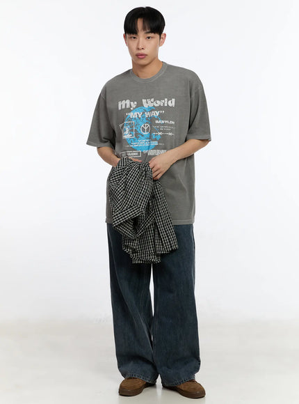 mens-graphic-lettering-t-shirt-ia508 / Gray