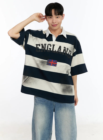 mens-collared-graphic-short-sleeve-shirt-ia507 / Light beige