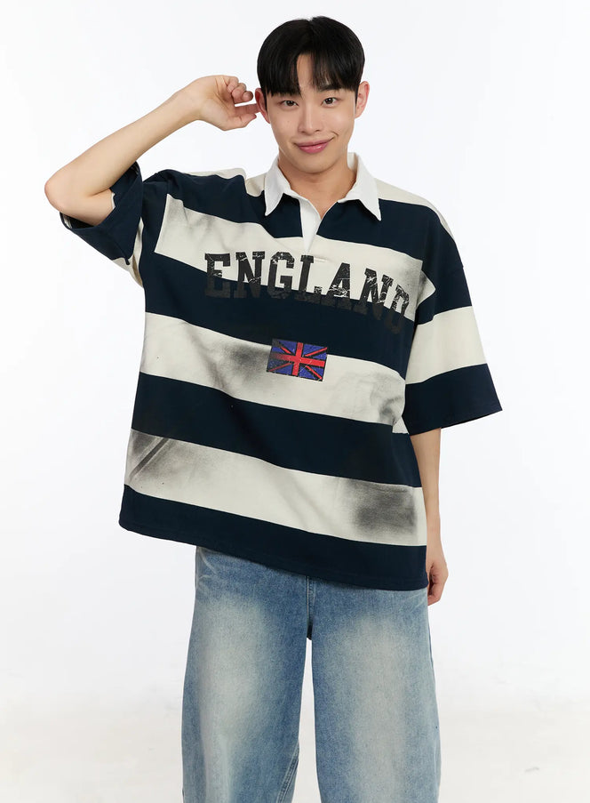 mens-collared-graphic-short-sleeve-shirt-ia507 / Light beige