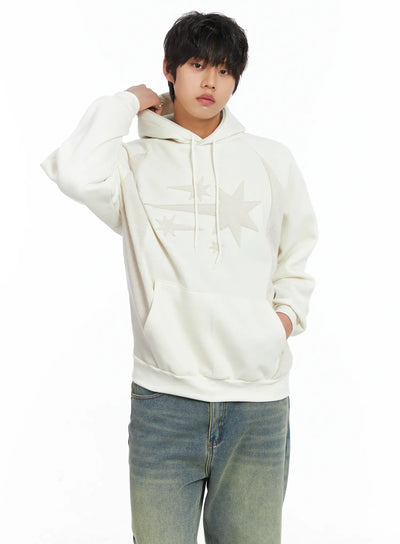 mens-simple-camo-detail-fleece-hoodie-ij512 / Light beige
