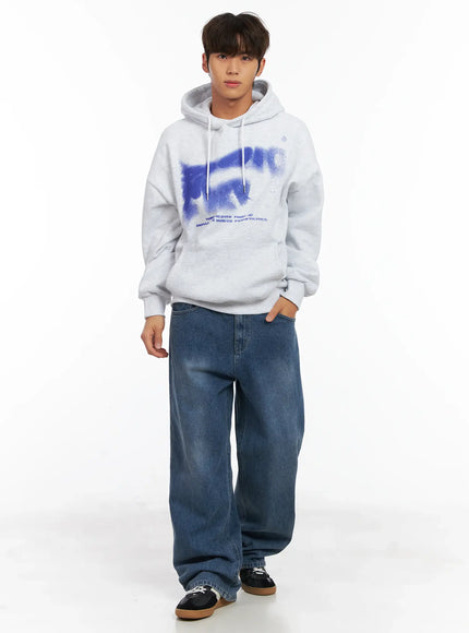 mens-spray-graphic-print-fleece-hoodie-id511 / Light gray