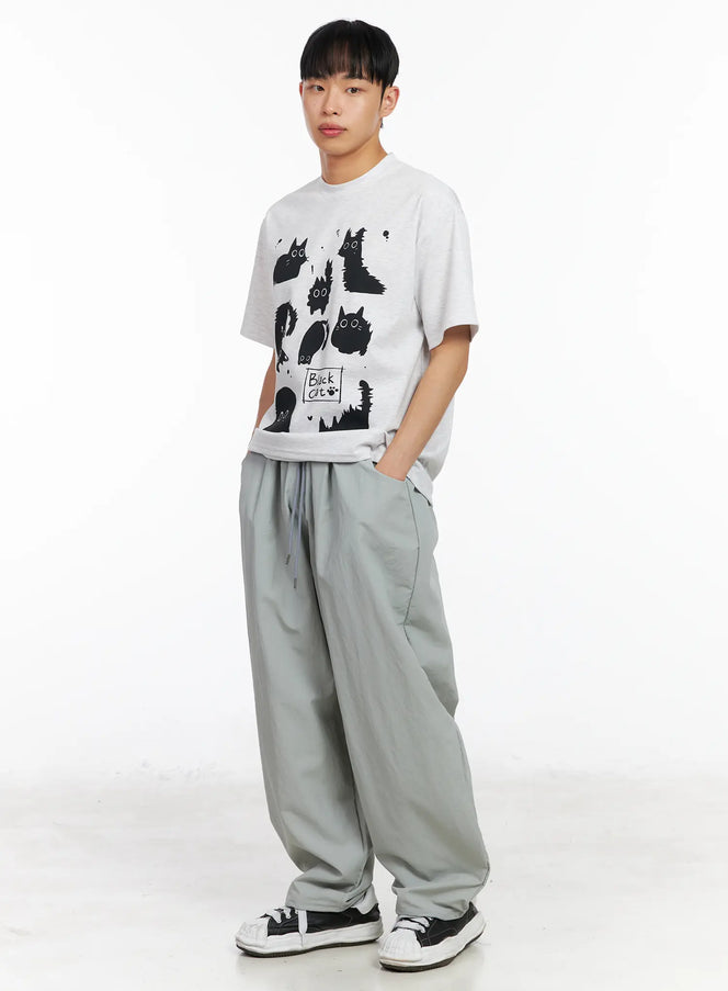 mens-kitty-graphic-t-shirt-ia501 / Light gray