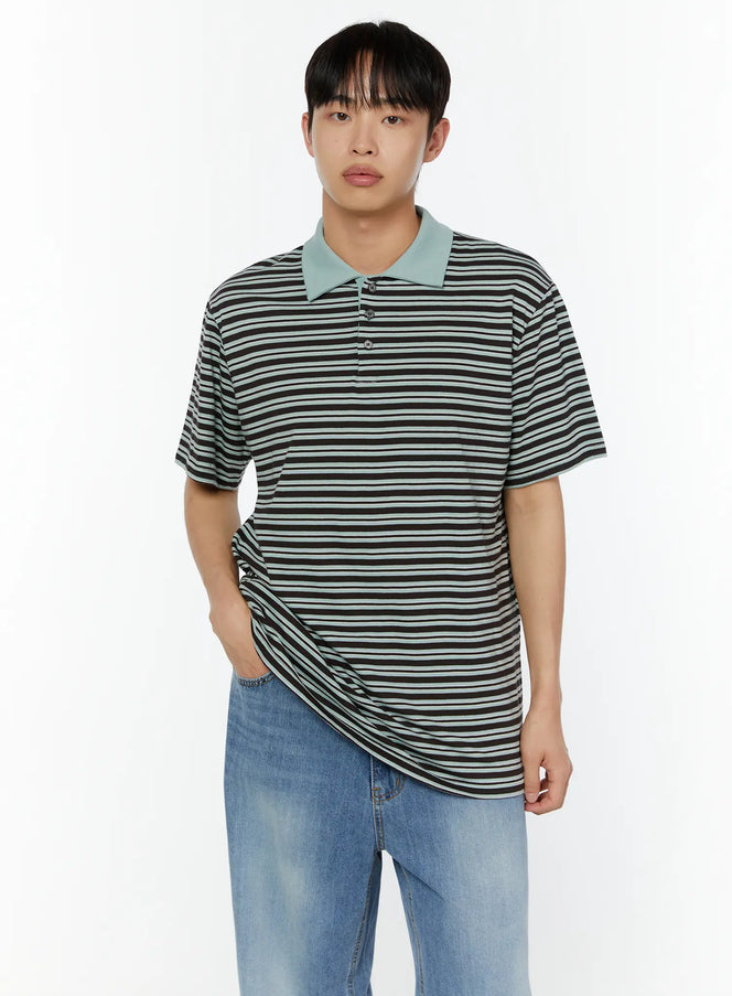 mens-striped-polo-shirt-iu516 / Mint