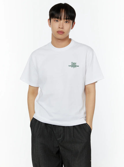 mens-trendy-crew-neck-graphic-tee-iu515 / White