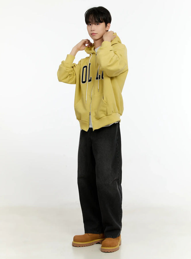 Men's Follow Me Zip-Up Hoodie IO531 in Yellow, size M/L