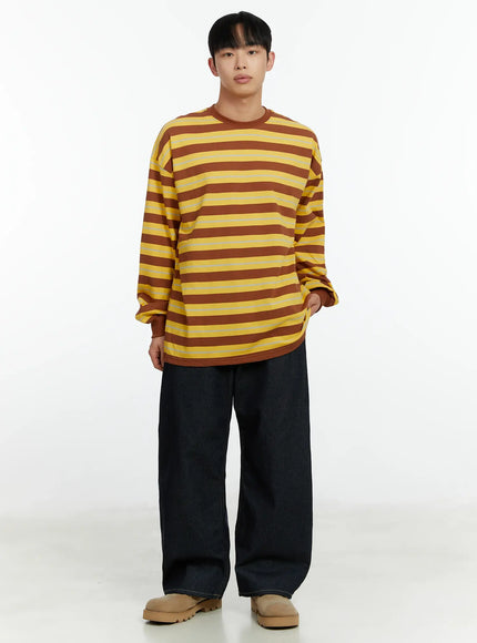 mens-striped-long-sleeve-t-shirt-if510 / Yellow