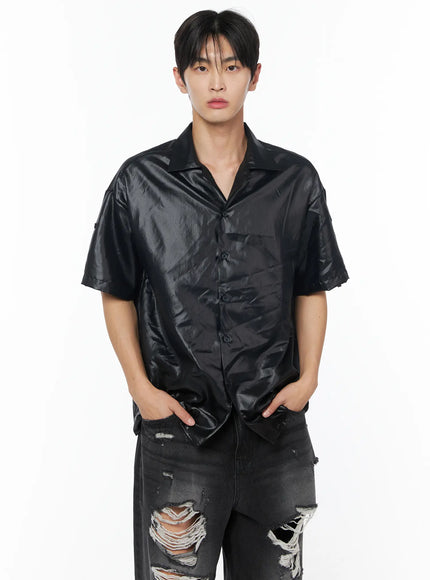 mens-glossy-open-collar-short-sleeve-button-up-shirt-iu510