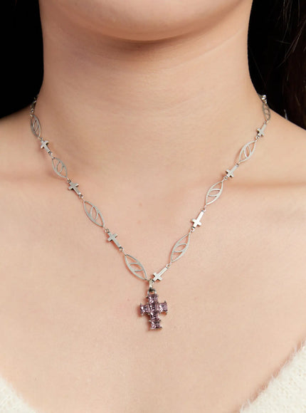 cross-pendant-necklace-in528 / Silver