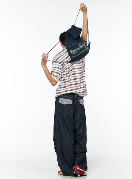 mens-plaid-pocket-drawstring-jeans-dark-blue-iu510