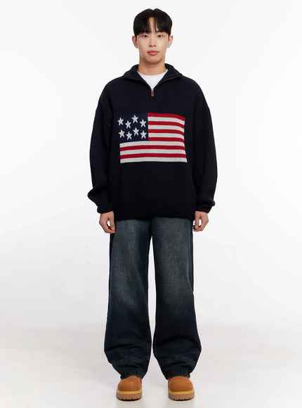mens-flag-graphic-half-zip-sweater-io528
