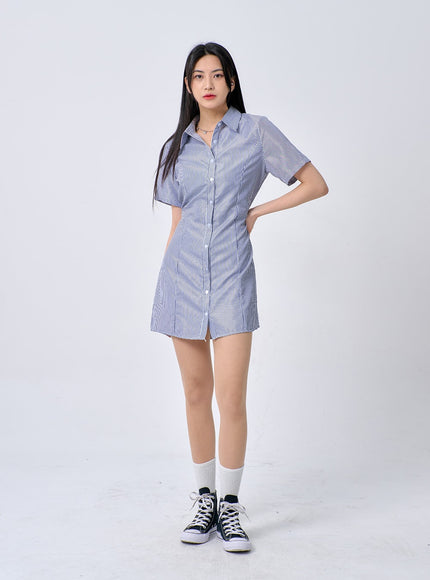 Pinstripe Mini Shirt Dress BA326