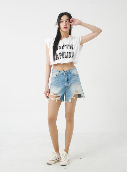 Denim Ripped Shorts BY312