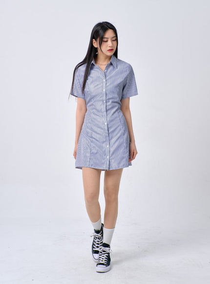 Pinstripe Mini Shirt Dress BA326