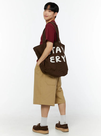 embroidered-tote-bag-iu518 / Dark brown