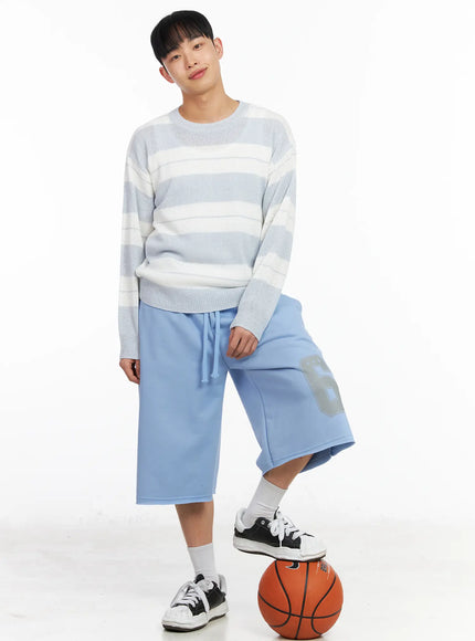 mens-logo-print-bermuda-sweat-shorts-ia502 / Light blue