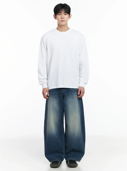 mens-ribbed-cuff-long-sleeve-shirt-if517 / White