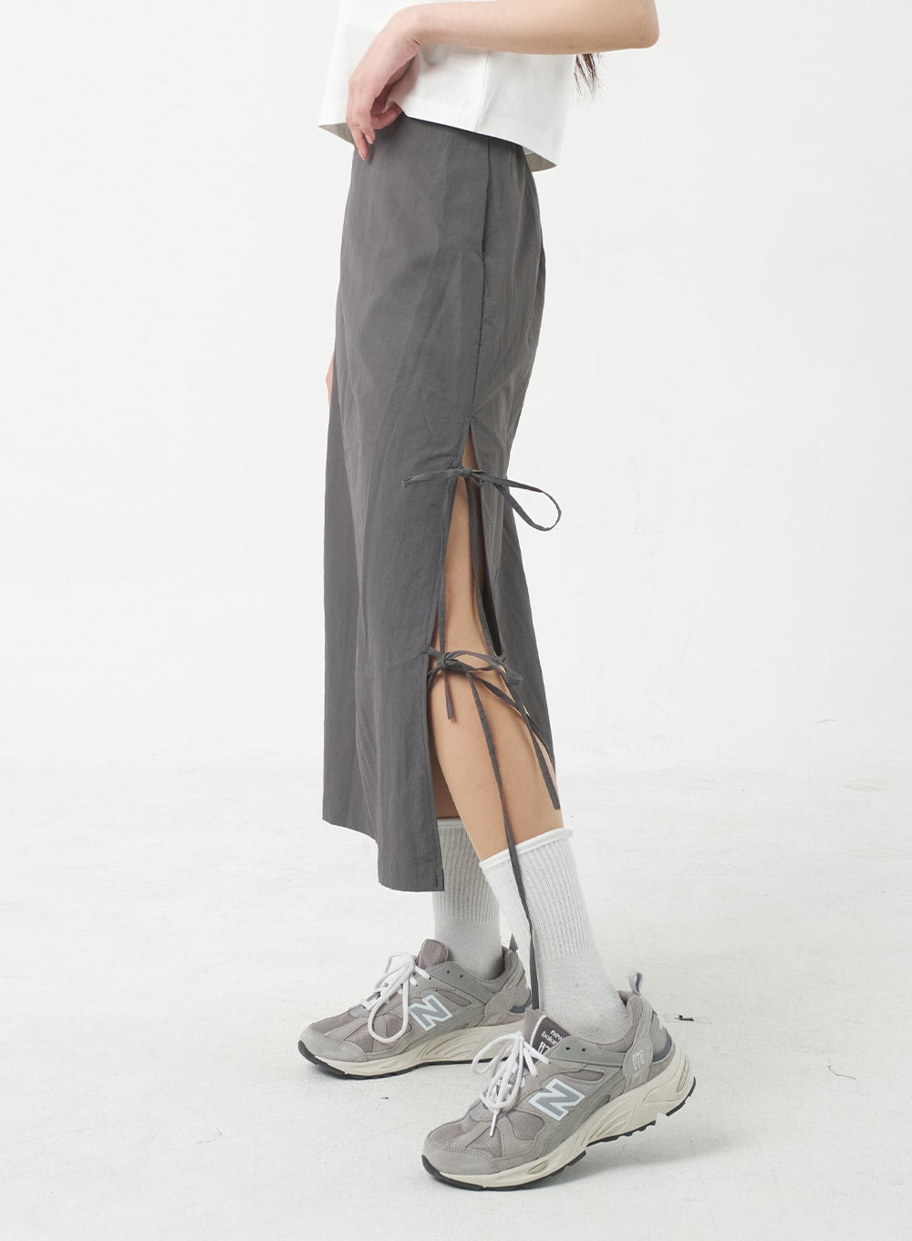 Side Slit Nylon Maxi Skirt BY312