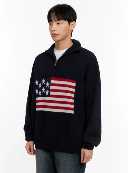 mens-flag-graphic-half-zip-sweater-io528