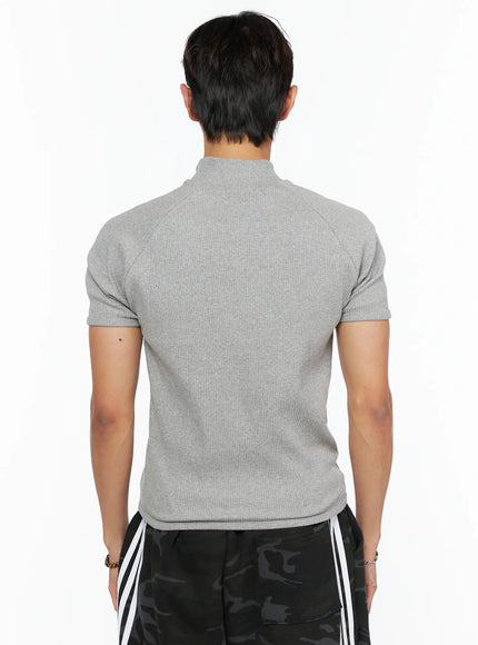 Men's Ribbed Short Sleeve Quarter Zip T-Shirt  IL520