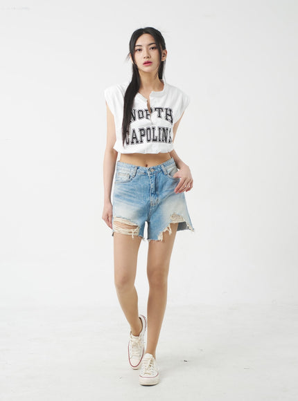 Denim Ripped Shorts BY312