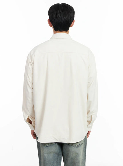 mens-simple-suede-button-up-shirt-ij521