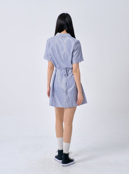 Pinstripe Mini Shirt Dress BA326