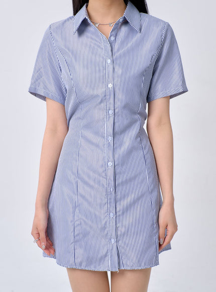 Pinstripe Mini Shirt Dress BA326