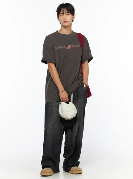 Men's Oversized Flag Graphic T-Shirt IL520