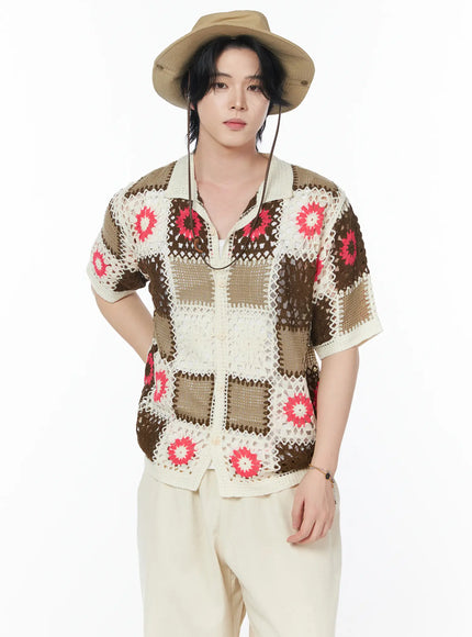 mens-crochet-knit-short-sleeve-cardigan-iy525