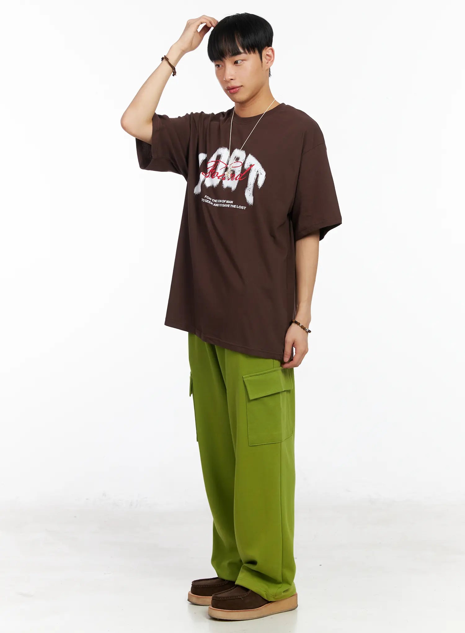 mens-casual-crewneck-graphic-tee-ia501 / Brown