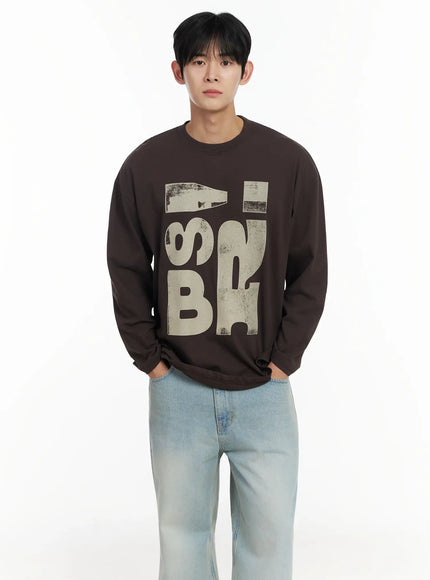 mens-graphic-long-sleeve-shirt-if517 / Dark brown