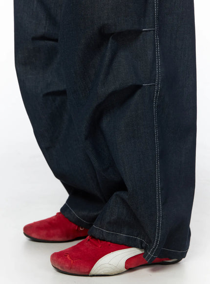 mens-plaid-pocket-drawstring-jeans-dark-blue-iu510