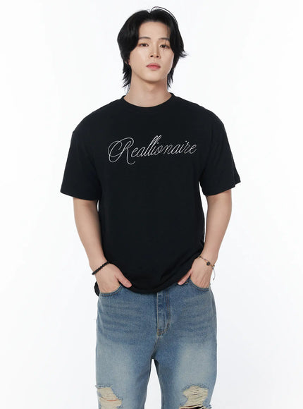 mens-lettering-t-shirt-iy525 / Black