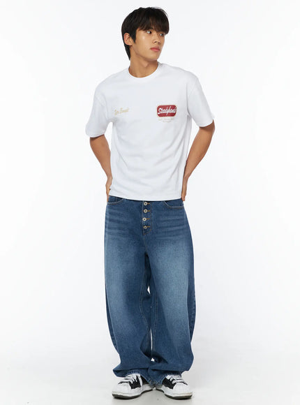 mens-simple-retro-graphic-t-shirt-iy529 / White