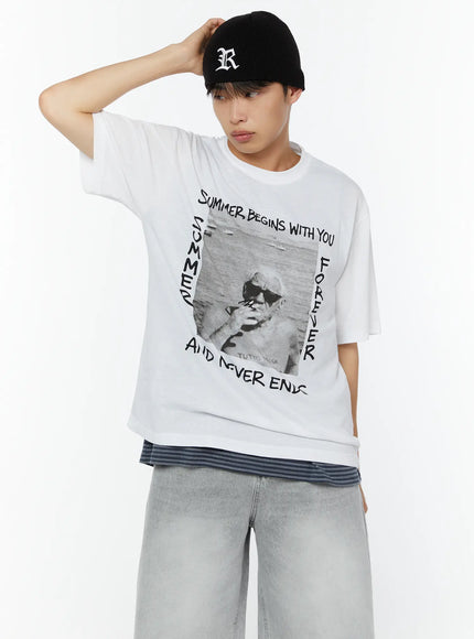 mens-summer-graphic-tee-iu516 / White