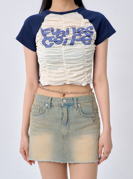 Ruched Graphic Tee BA325
