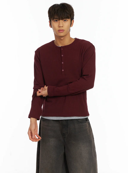 mens-layered-waffle-henley-long-sleeve-shirt-ij514