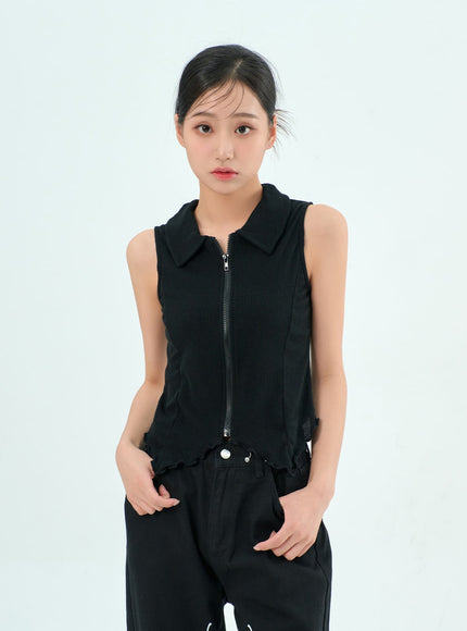 Sleeveless Zip-Up Top BY308