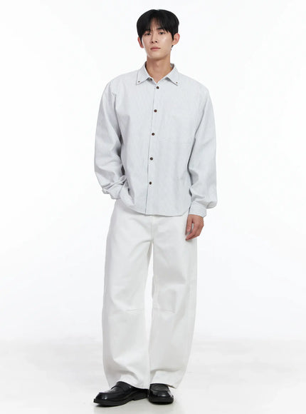 mens-simple-striped-button-up-shirt-ij521