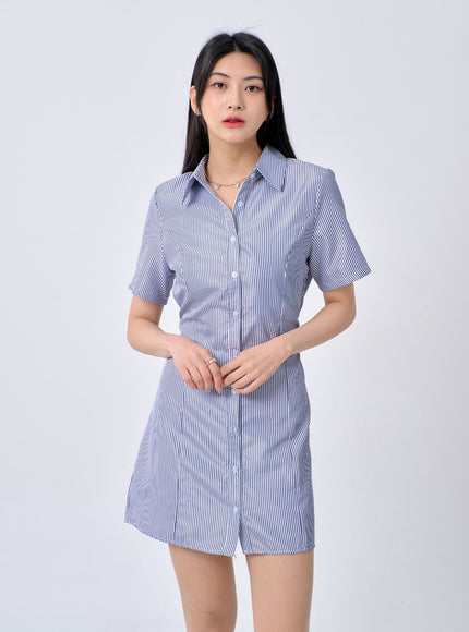 Pinstripe Mini Shirt Dress BA326