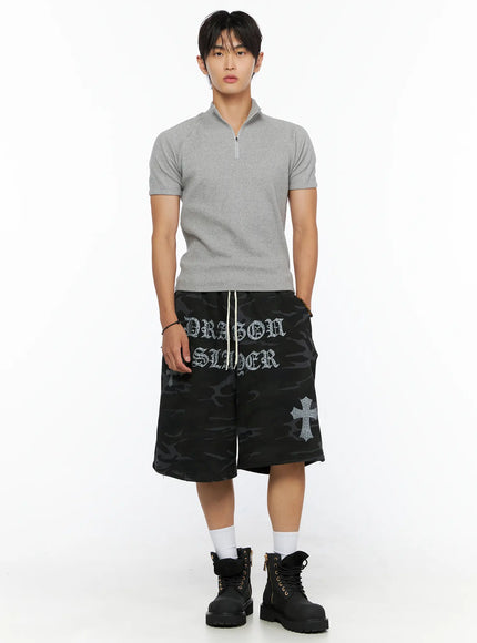 Men's Ribbed Short Sleeve Quarter Zip T-Shirt  IL520