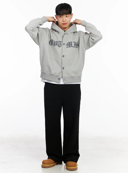 mens-graphic-button-up-hoodie-ia501 / Gray